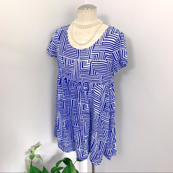 Blue Geometric American Apparel Smock Dress (XS/S) - Picture 1 of 10